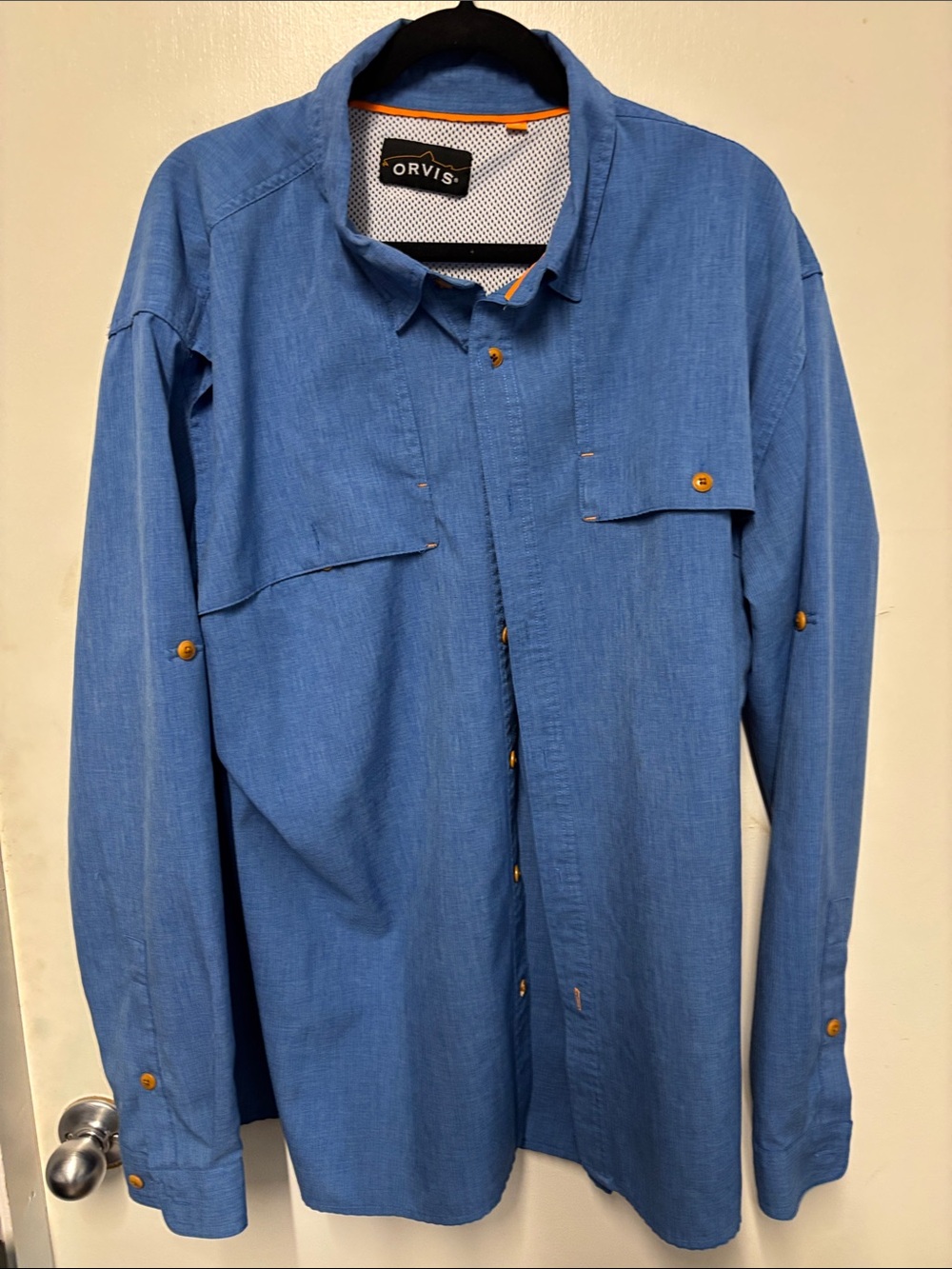 Orvis Blue Denim color Long-Sleeve Button Shirt
